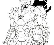 Coloriage Tony Stark de Marvel portant sa combinaison blind&eacute;e