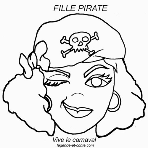 Coloriage et dessins gratuits Masque Fille Pirate à imprimer