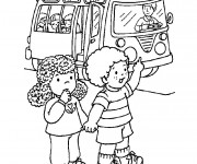 Coloriage On prend l'autobus maternelle