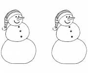 Coloriage et dessins gratuit Bonhommes de neige jumeaux à imprimer