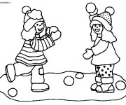 Coloriage Enfance en Hiver