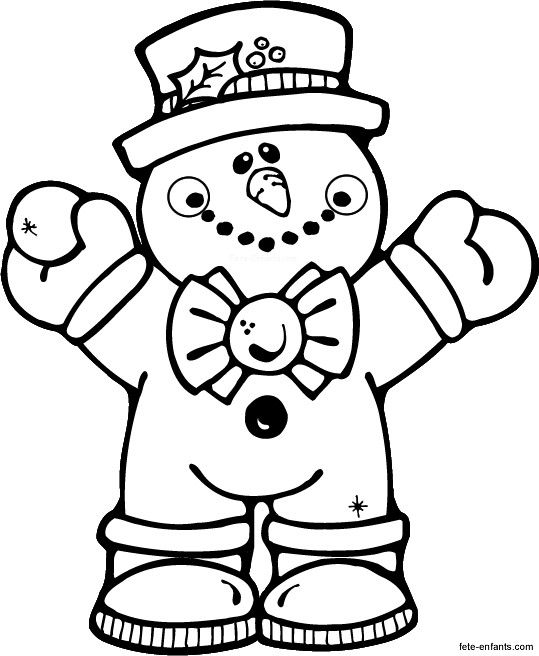 Coloriage Maternelle Bonhomme de Neige Hiver dessin gratuit à imprimer