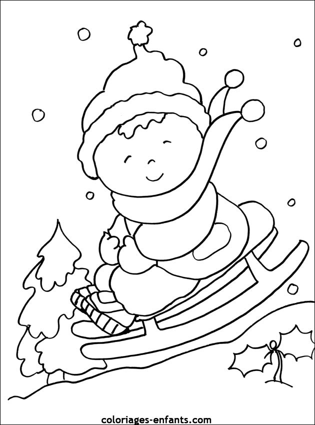 Coloriage Maternelle Hiver et La Neige dessin gratuit à imprimer