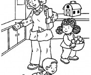 Coloriage Mère et ses petits  Maternelle