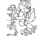 Coloriage Une Fille et ses Jouets Maternelle