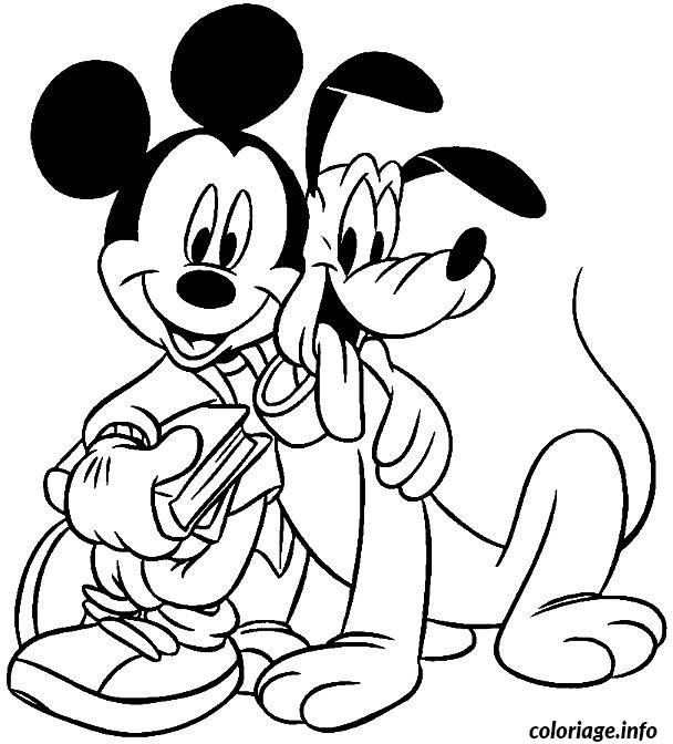 Coloriage et dessins gratuits Dingo  et Mickey en couleur à imprimer