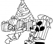 Coloriage et dessins gratuit Mickey et Donald Noel à imprimer