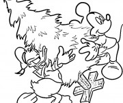 Coloriage et dessins gratuit Mickey Mouse et Donald Duck Noel à imprimer
