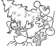 Coloriage et dessins gratuit Mickey Mouse et Donald Duck Noel à imprimer