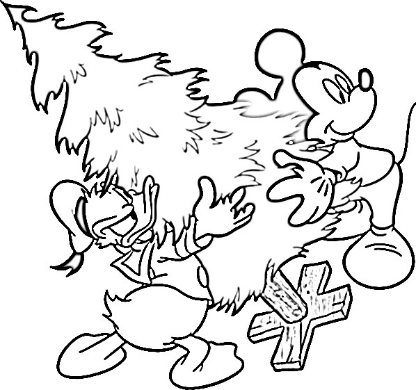Coloriage et dessins gratuits Mickey Mouse et Donald Duck Noel à imprimer