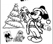 Coloriage Mickey Noel à compléter