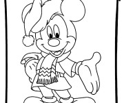 Coloriage et dessins gratuit Mickey Noel à découper à imprimer