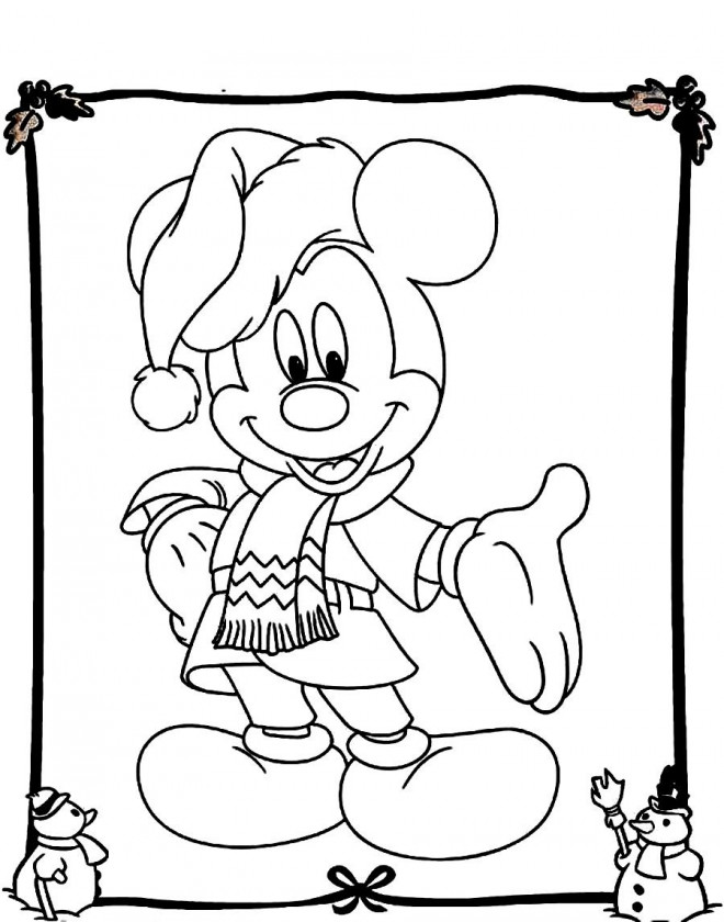 Coloriage et dessins gratuits Mickey Noel à découper à imprimer