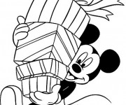 Coloriage Mickey Noel en noir