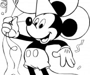 Coloriage Mickey Noel en noir et blanc