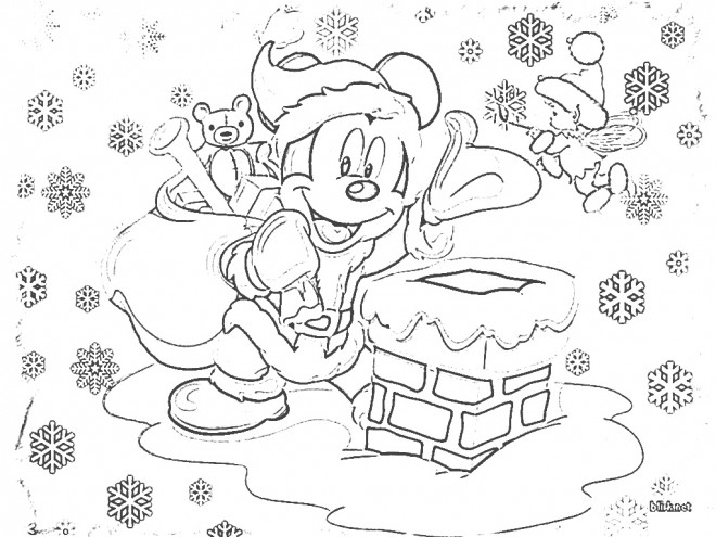 Coloriage et dessins gratuits Mickey Père Noel stylisé à imprimer