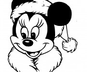 Coloriage Mickey portant Le Bonnet en noir