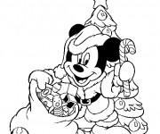 Coloriage et dessins gratuit Mickey Porte Les Cadeaux de Noel à imprimer