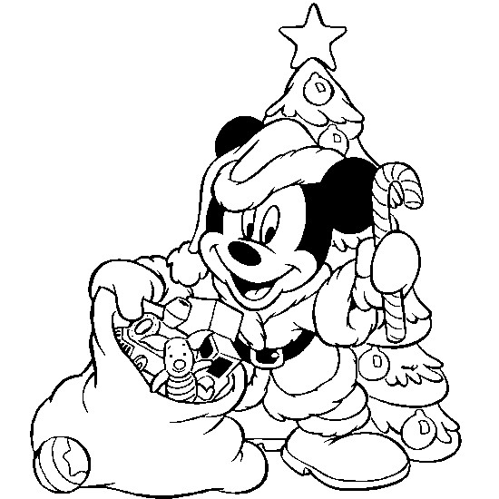 Coloriage Mickey Porte Les Cadeaux De Noel Dessin Gratuit à