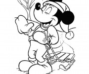 Coloriage et dessins gratuit Mickey rigolo en Noel à imprimer