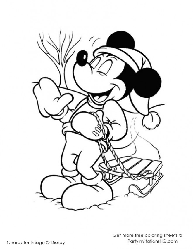 Coloriage et dessins gratuits Mickey rigolo en Noel à imprimer