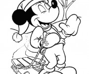 Coloriage Mickey s'amuse pendant Le Noel