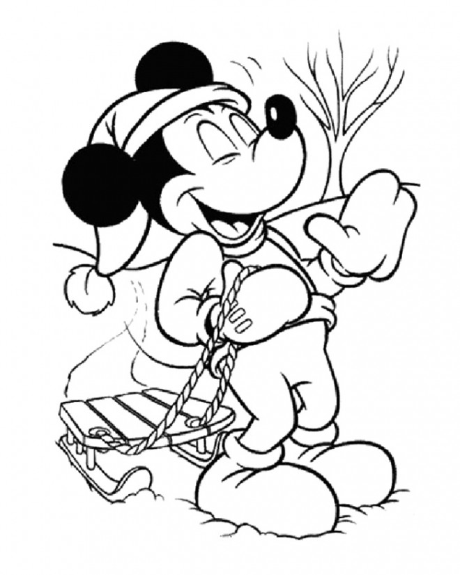 Coloriage et dessins gratuits Mickey s'amuse pendant Le Noel à imprimer