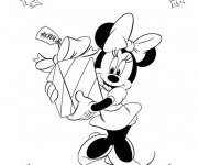 Coloriage Minnie apporte Le Cadeau de Mickey