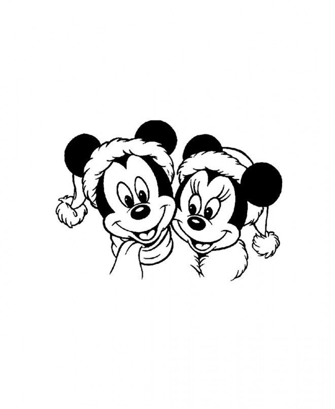 Coloriage et dessins gratuits Minnie et Mickey  Noel Disney à imprimer
