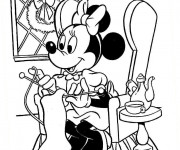 Coloriage Minnie fait du tricot