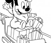 Coloriage et dessins gratuit Petit Mickey Noel Disney à imprimer