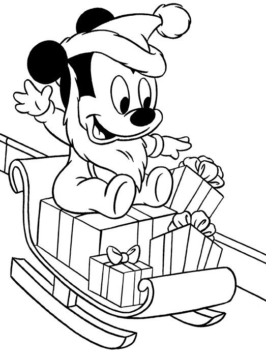 Coloriage et dessins gratuits Petit Mickey Noel Disney à imprimer