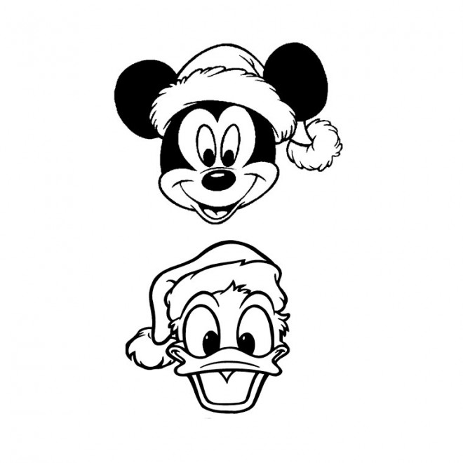 Coloriage Têtes De Mickey Et Donald Noel Dessin Gratuit à