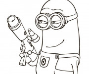 Coloriage et dessins gratuit Minion Kevin portant son arme à imprimer