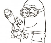 Coloriage Minion Kevin portant son arme