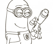 Coloriage et dessins gratuit Minion Kévin son fusil à imprimer