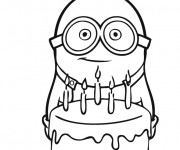 Coloriage L'anniversaire de Minion Stuart