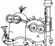 Coloriage et dessins gratuit Les Minions Bob et Kevin à imprimer