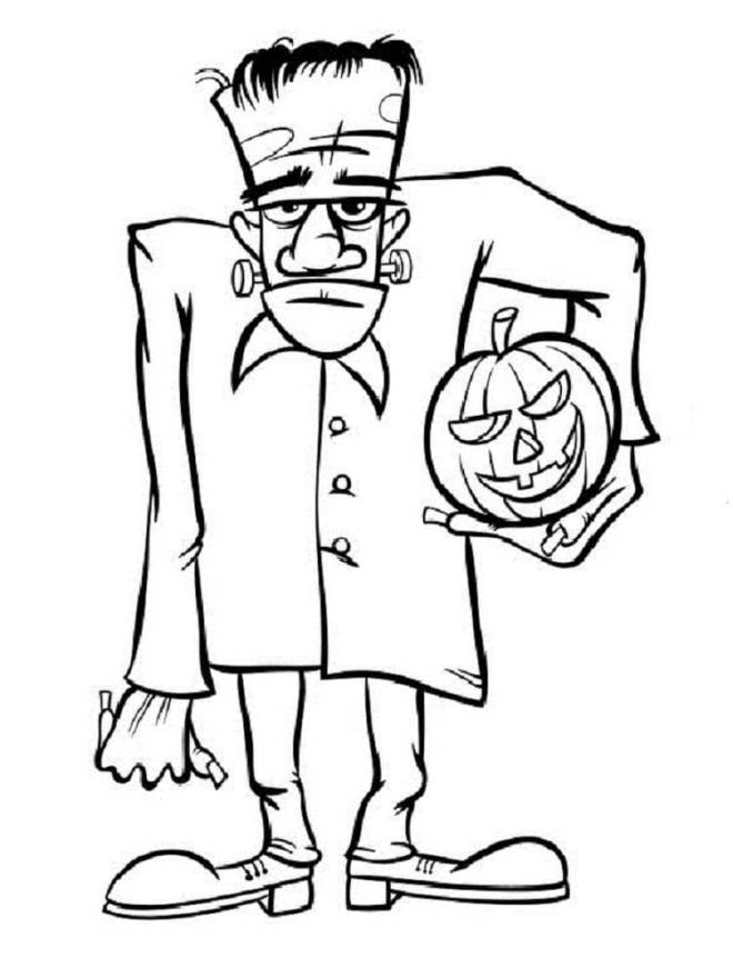 Coloriage et dessins gratuits Frankenstein avec la citrouille à imprimer
