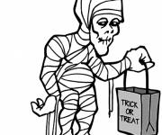 Coloriage momie passe l'Halloween