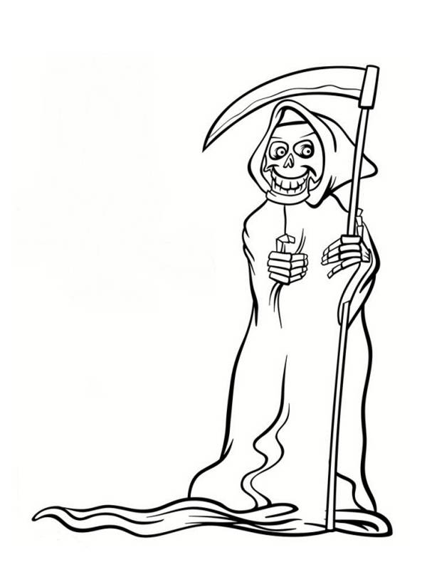 Coloriage Monstre La faucheuse Halloween dessin gratuit à imprimer