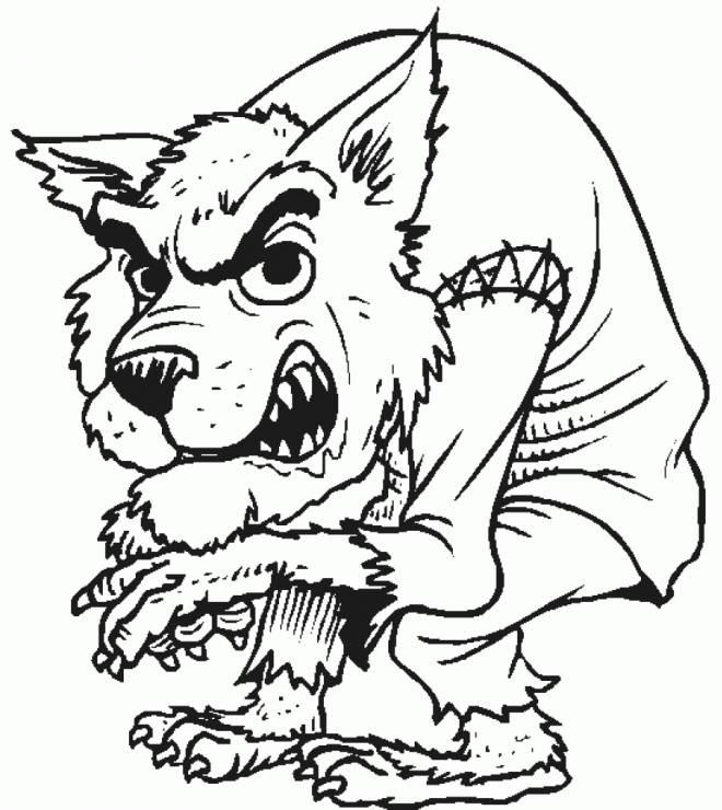 Coloriage Terrifiant Loup Garou Halloween Dessin Gratuit à