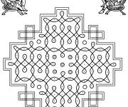 Coloriage D&eacute;coration &agrave; motif indien