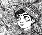 Coloriage Gar&ccedil;on &agrave; motifs indiens