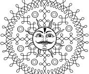 Coloriage Illustration indienne avec le soleil