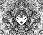 Coloriage Jolie femme au mandala &agrave; motifs indiens