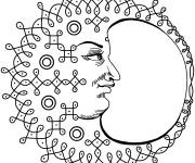 Coloriage Lune style d&eacute;coration indienne