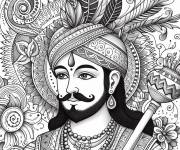 Coloriage Mahatma et motifs indiens