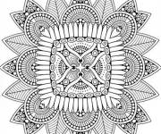 Coloriage et dessins gratuit Mandala carr&eacute; &agrave; motif indien à imprimer