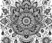 Coloriage Mandala indienne et motifs difficile